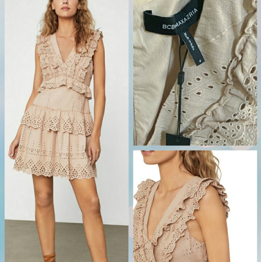 NWT BCBG cotton Flax Eyelet dress, sz 4.